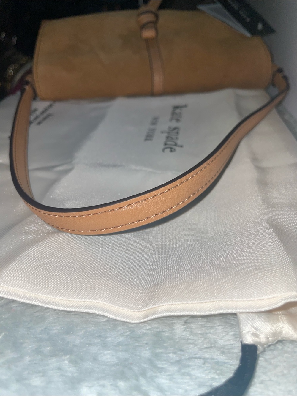 NWT Kate Spade Small ‘Loop’ Suede Shoulder Bag - Picture 3 of 15